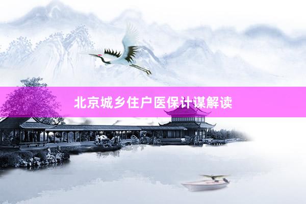 北京城乡住户医保计谋解读